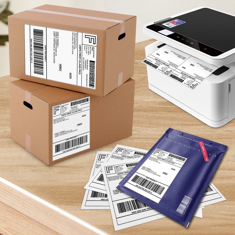 SJPACK 100 Half Sheet Shipping Labels 5-1/2" X 8-1/2" Address Blank Labels Laser/Ink Jet - Image 2